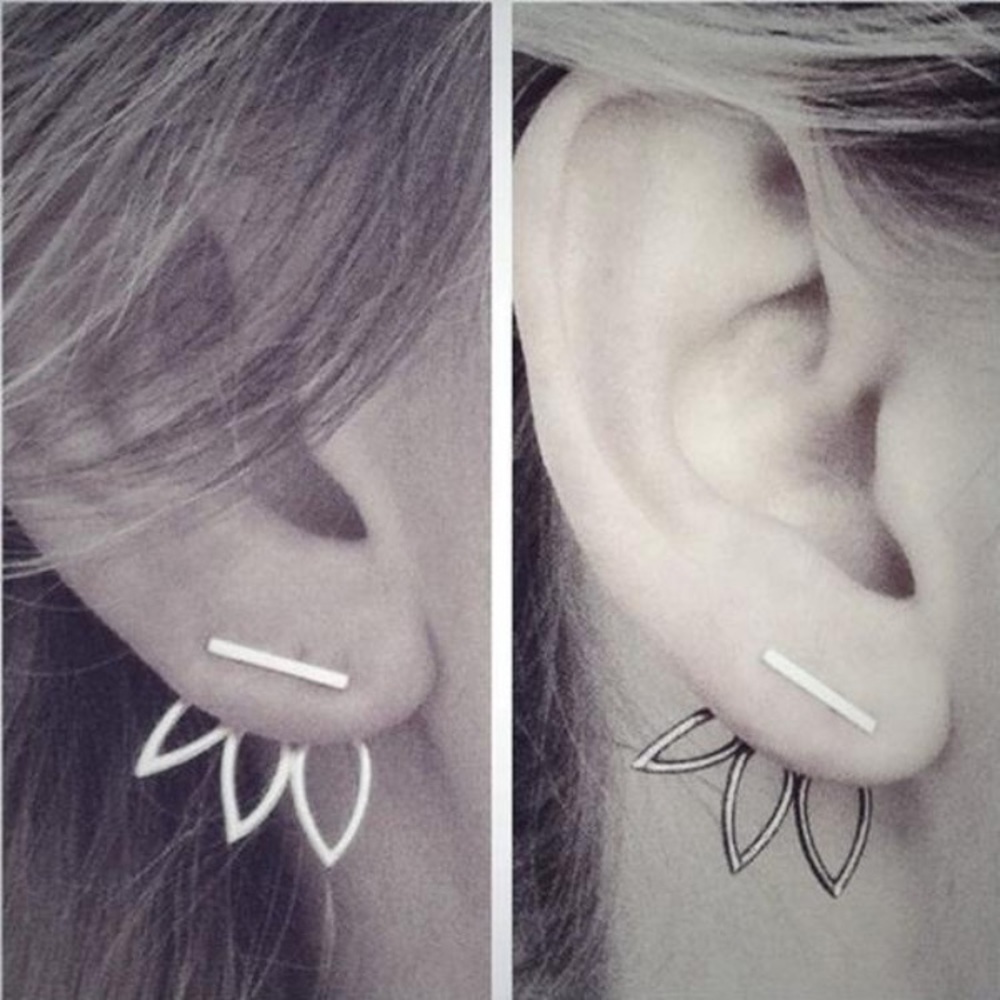 🎀 Classy simplistic front and back ear jacket earrings in gold or silver